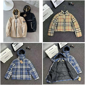 Burberry Jacket Detachable Hood Night Plaid Down Jacket-4329  